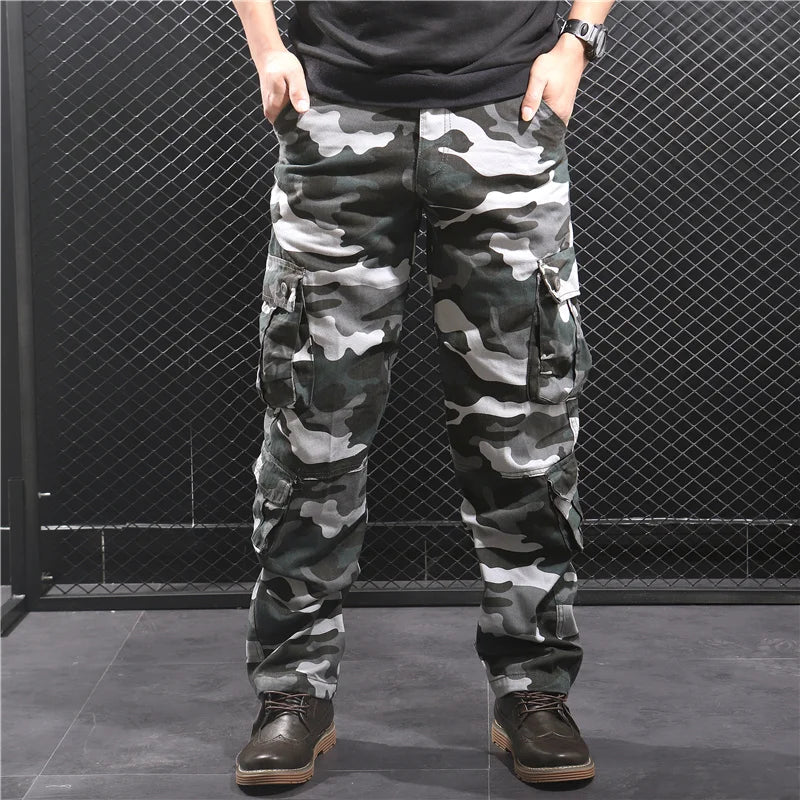 Men's Cargo Jogger Pants Loose Fit Hiking Sweatpants, Army Green/Yellow, Sizes 29-44