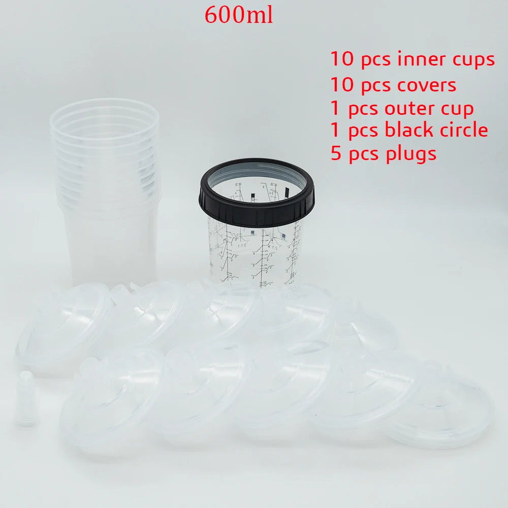 10/20/30/50pcs Bulk Sale Spray Gun Paint Tank Spray Gun Mixing Cup 165/400/600ml Disposable Measuring Cup Type H/O Quick Cup
