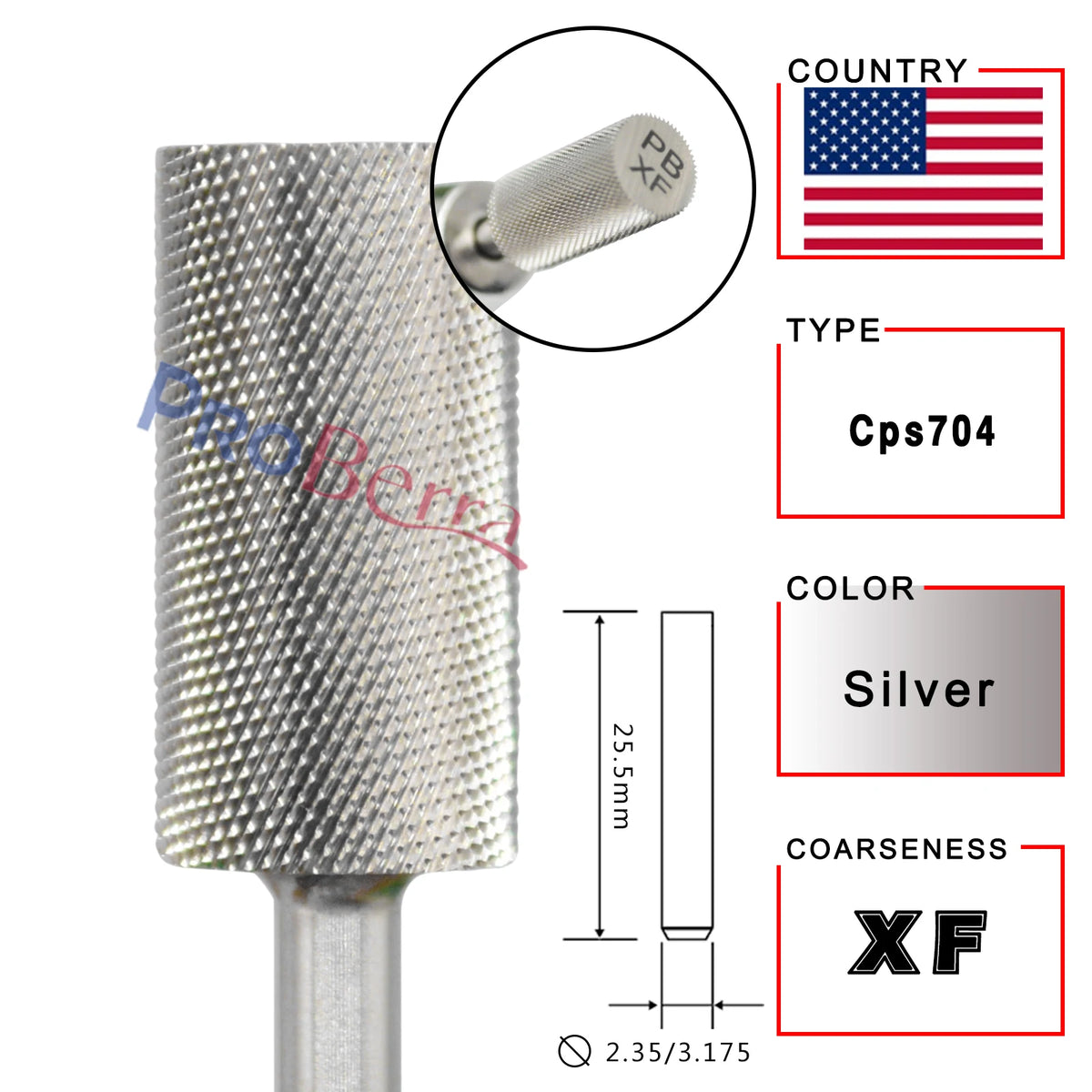 RolinStar 6.6 Large Barrel Silver  steel Carbide High quality remove gel polish 4XC acrylic