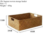 Zerolife-Woven Seagrass Basket for Home Decor, Natural Wicker Basket, Storage Basket, Fruit Bread Towel, Kitchen Table, Rattan