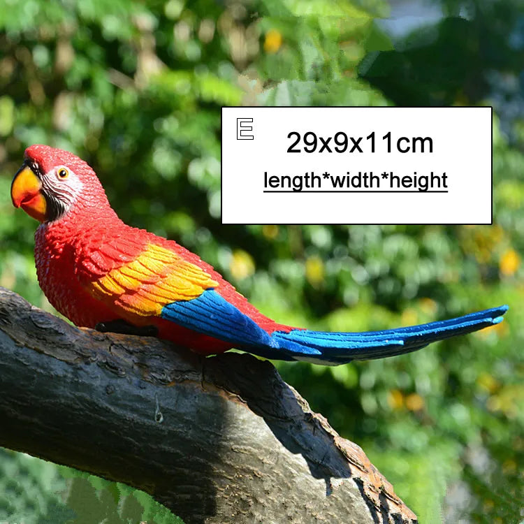 Resin Parrot Wall Mounted Garden Tree Decoration Statue Outdoor Animal Sculpture