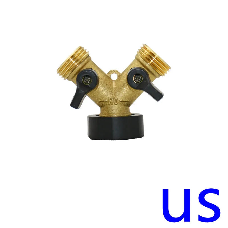 Brass Female 3/4" 2-Way Garden Tap Water Splitter Y Irrigation Valve Female 3/4 Garden Hose Splitter Watering Adjustable 1Pcs