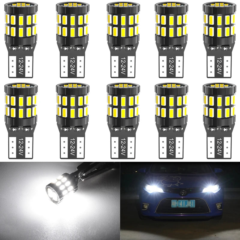 10pcs T10 W5W LED Canbus Bulbs 194 168 No Error LED Car Clearance Parking Light for Polo Passat B5 B6 CC Golf 4 5 6 7 Jetta MK6