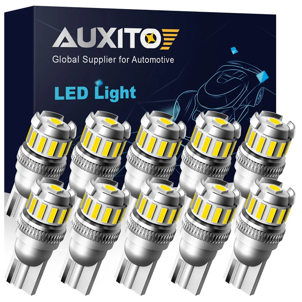 AUXITO 10x W5W T10 LED Bulbs Car Parking Position Lights Canbus Interior Light 6500K 168 194 For BMW VW Mercedes Audi A3 A4 E60