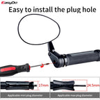 EasyDo Bicycle Handlebar 360 Rotation Wide-range Adjust-rearview Mirror Left and Right Reflector 17-24.5MM PC Anti-drop MTB