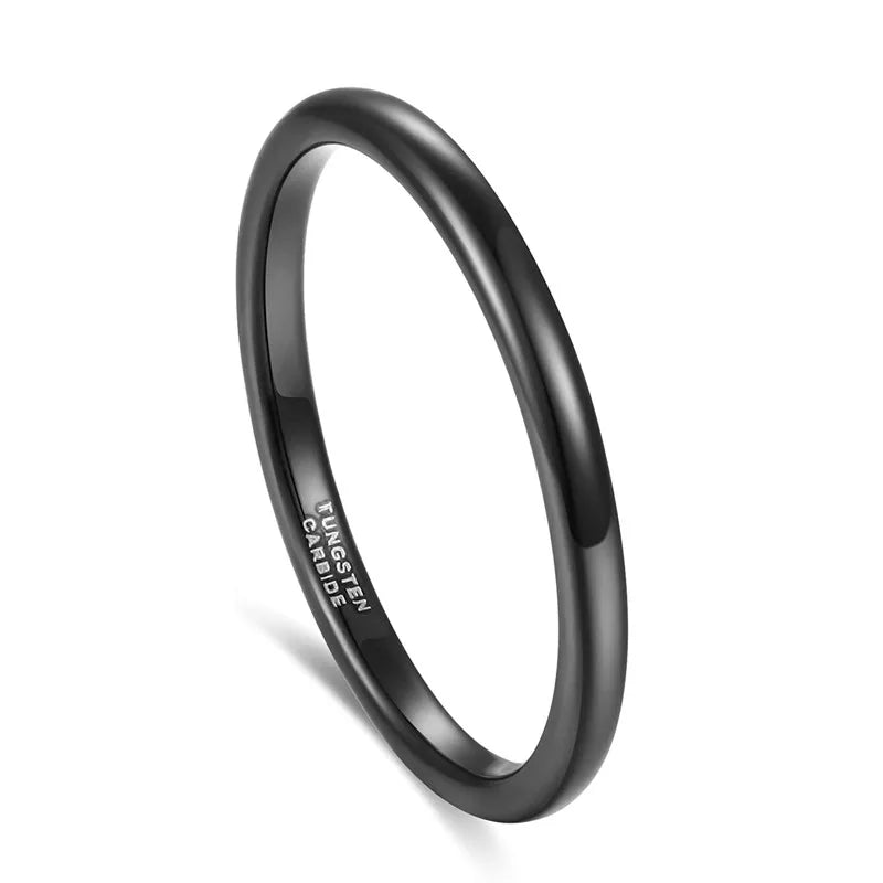 Somen Classic 2/4/6/8mm Dome Black Tungsten Carbide Ring Polished For Women Engagement Rings Wedding Band Jewelry anillos mujer