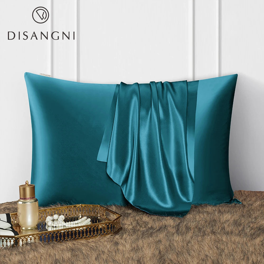 DISANGNI 22 Momme 100% Natural Mulberry Silk Pillowcase for Hair and Skin - Double-Sided Pure Silk, Invisible Zipper Design, 1PC