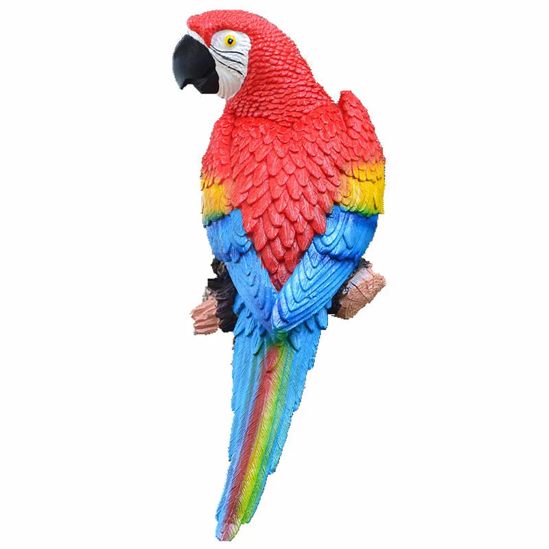 Resin Parrot Wall Mounted Garden Tree Decoration Statue Outdoor Animal Sculpture