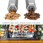 LMETJMA Pellet Smoker Tube 12inch Stainless Steel BBQ Wood Pellet Tube Smoke for Cold/Hot Smoking Works with Electric Gas KC0416