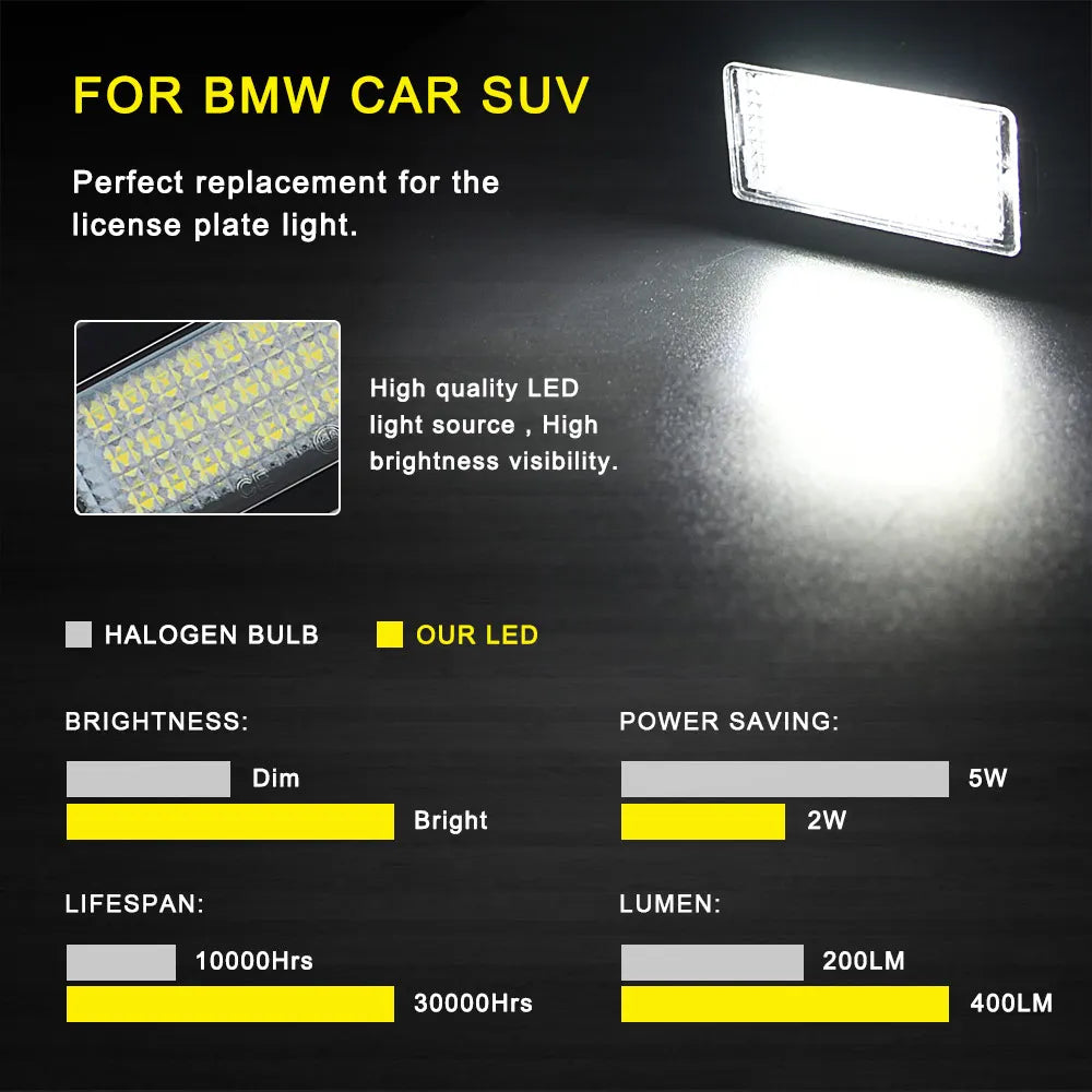 2pcs Canbus LED License Plate Lights for BMW E39 E60 E70 X5 E90 E92 E93 E71 X6