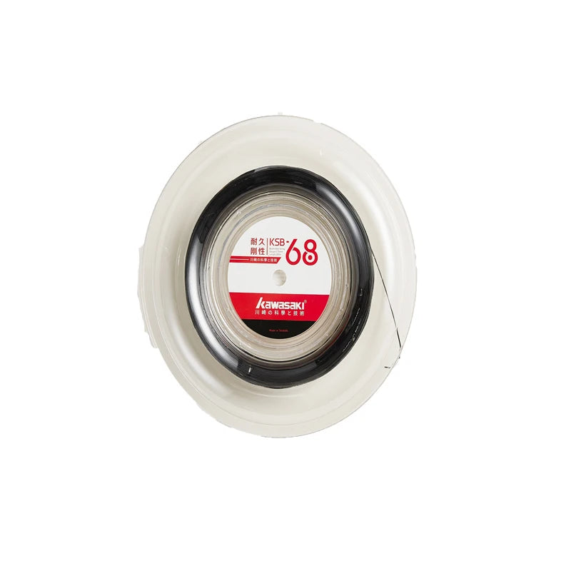 Kawasaki Badminton String Reel 200m KSB-68 Durable High Repulsion Power - Black/White