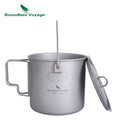 Boundless Voyage 1100ml Camping Titanium Hanging Pot with Lid Folding Handle Outdoor Hiking Picnic Ultralight Cup Mug