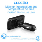 CAREUD U903 Car Wireless TPMS Tire Pressure Monitoring System with 4 Internal Replaceable Battery Sensors LCD Display