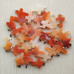Wholesale 50pcs/lot  Fashion hot sell natural stone mixed color assort  cross pendants Charms fit Necklaces jewelry making