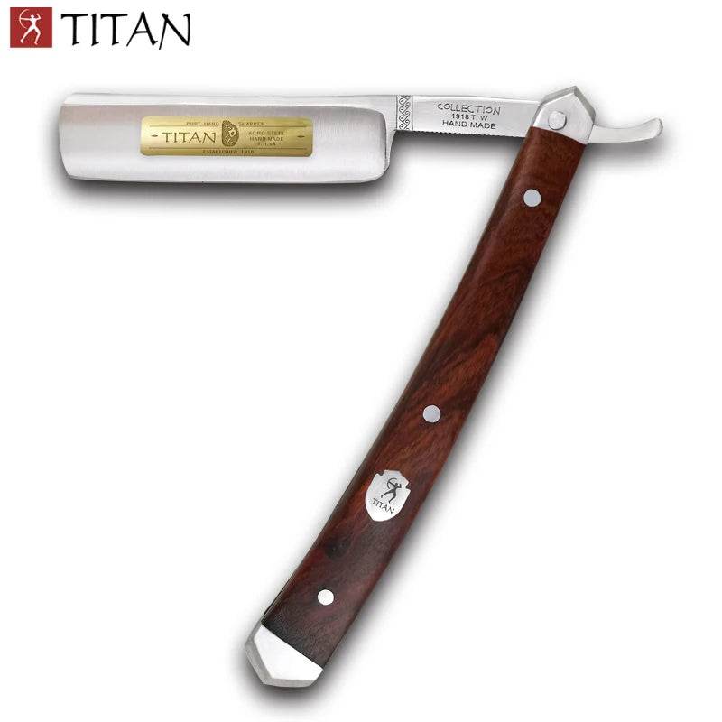 Straight Razor Shaving Knife Wooden Handle Stainless Steel Blade, Handmade