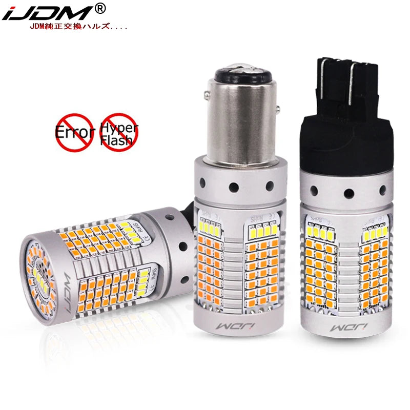 iJDM 7443/3157/1157 Switchback LED Bulbs White/Amber Canbus No Hyper Flash 2pc