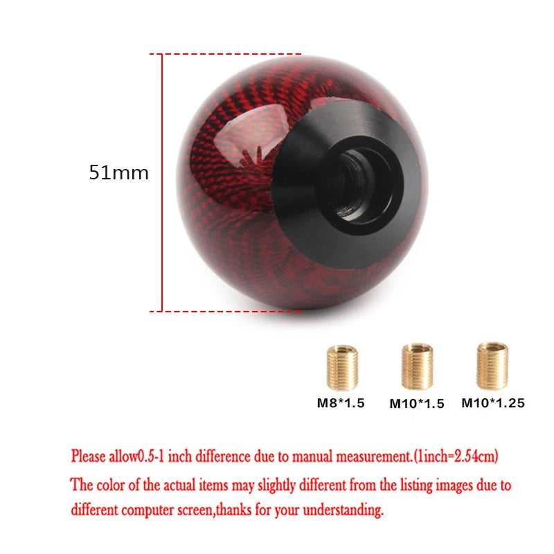 Universal Car Gear Shift Knob Carbon Fiber Car Gear Shift Knob Shifter Lever Round Ball Shape Acrylic Transparent Packaging