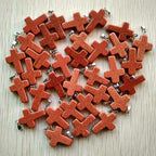 Wholesale 50pcs/lot  Fashion hot sell natural stone mixed color assort  cross pendants Charms fit Necklaces jewelry making
