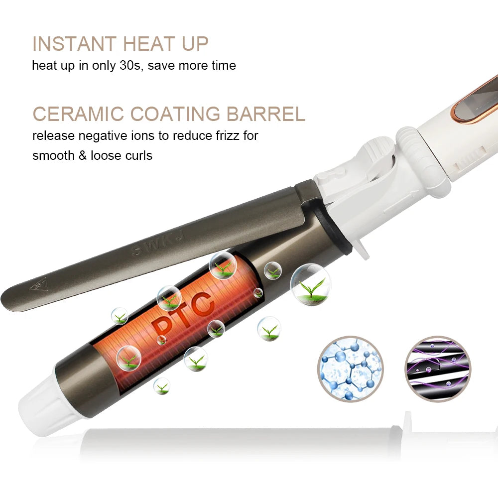 USHOW Professional Ceramic Hair Curler LED Digital Temperature Display Curling Iron Roller Curls Wand Waver Fashion Styling Tool
