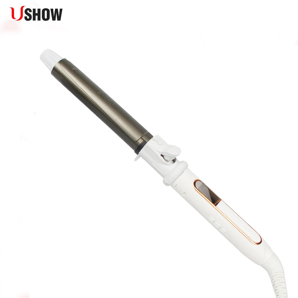 USHOW Professional Ceramic Hair Curler LED Digital Temperature Display Curling Iron Roller Curls Wand Waver Fashion Styling Tool