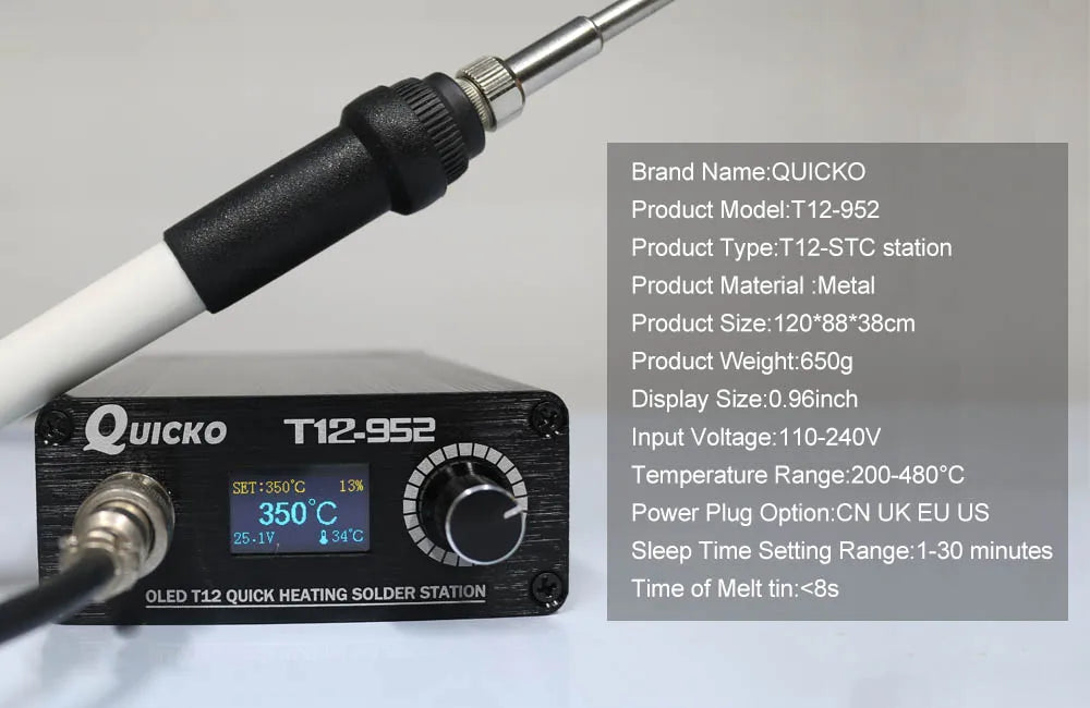Quick Heating T12 soldering station electronic welding iron 2020 New version STC T12 OLED Digital Soldering Iron T12-952 QUICKO