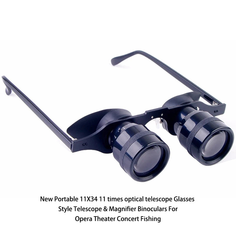 11x34 Compact Binoculars Glasses Style, Black Portable Opera Theater Concert Viewing