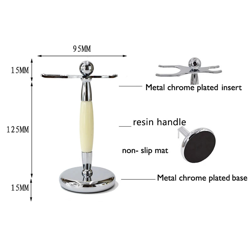 DSCosmetic Metal Shaving Brush Stand and Safety Razor Holder, 26mm/32mm/37mm Black/White