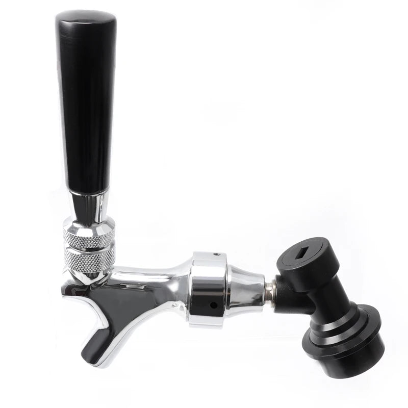 Beer Tap Faucet with Adjustable Flow, Chrome Plated Homebrew Kegerator Tap, Ball Lock