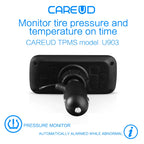 CAREUD U903 Car Wireless TPMS Tire Pressure Monitoring System with 4 Internal Replaceable Battery Sensors LCD Display