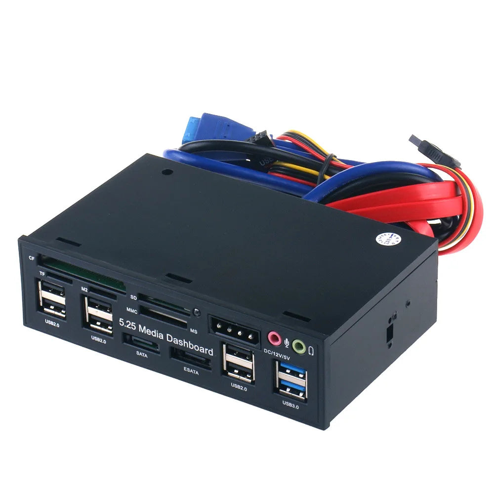PC Front Panel USB 3.0 Hub with eSATA/SATA Ports & Multi Card Reader (SD/CF/TF/MS/MMC/M2)