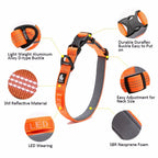 Truelove Reflective Nylon Dog Collar, Adjustable Padded Soft, Black/Gray/Neon Yellow/Orange S-XL