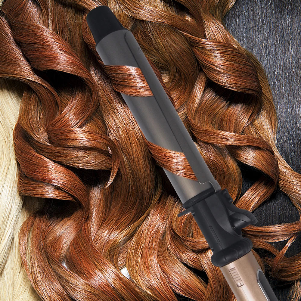 Diameter Size Styles Professional Nano Titanium Hair Curler with LED Digital Black+Gold Color Automatic Rotating Curling Iron