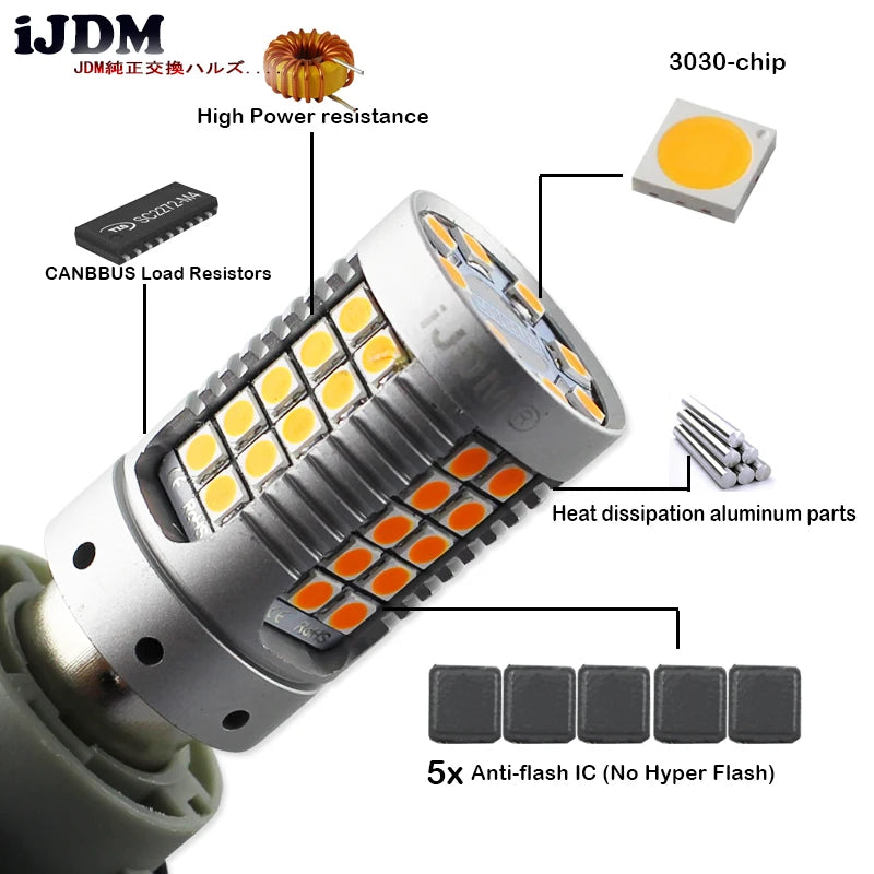 iJDM P21W PY21W LED Canbus BA15S BAU15S 19W 1156 Car led Light 3030 SMD Amber White Red DRL Auto Brake Lights Turn Signal Bulb