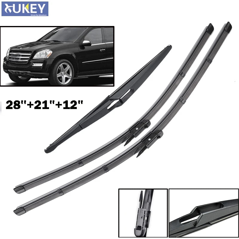 Xukey Front Rear Wiper Blades For Mercedes Benz R GL M ML Class W251 W164 X164 28'' 21'' 12'' 2011 2010 2009 2008 2007 2006