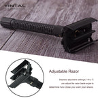 YINTAL Adjustable Butterfly Open Double Edge Safety Razor Set Matte BLACK Brass Razors 1 Razor 1 Base 5 Blades