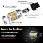 iJDM 7443/3157/1157 Switchback LED Bulbs White/Amber Canbus No Hyper Flash 2pc