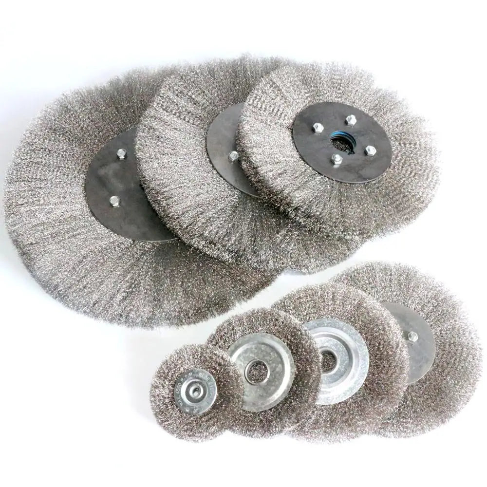 0.15mm Stainless Steel Wire Wheel Brush 3"-10" Flat Type for Bench Grinder Polishing Abrasive Tool Metal Derust wood Deburring