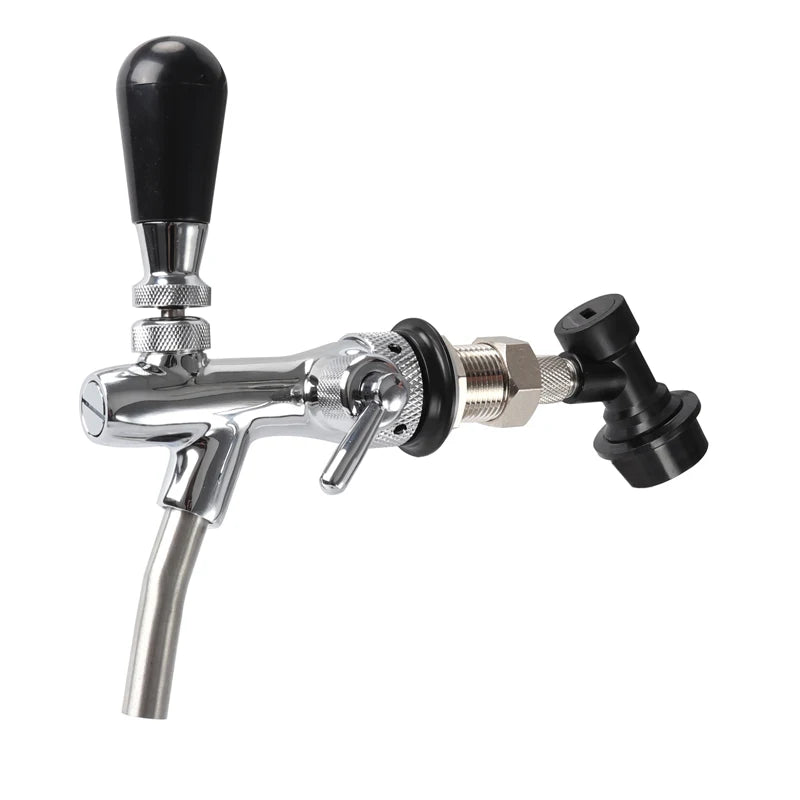 Beer Tap Faucet with Adjustable Flow, Chrome Plated Homebrew Kegerator Tap, Ball Lock