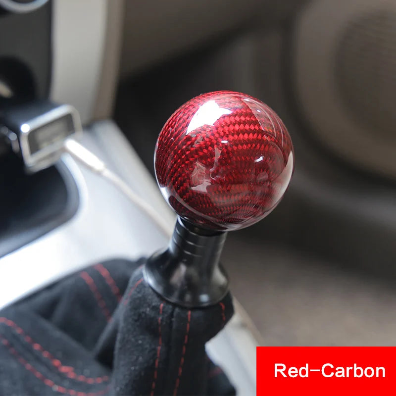 Universal Car Gear Shift Knob Carbon Fiber Car Gear Shift Knob Shifter Lever Round Ball Shape Acrylic Transparent Packaging