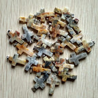 Wholesale 50pcs/lot  Fashion hot sell natural stone mixed color assort  cross pendants Charms fit Necklaces jewelry making