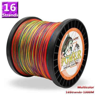 Power Fishing Wire 16 Strands Braided Fish Line 300m 500m 1000m 1500m Super Strong Japan Multifilament Multicolor PE Braid Line