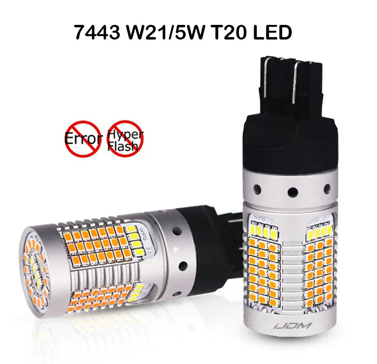 iJDM 7443/3157/1157 Switchback LED Bulbs White/Amber Canbus No Hyper Flash 2pc