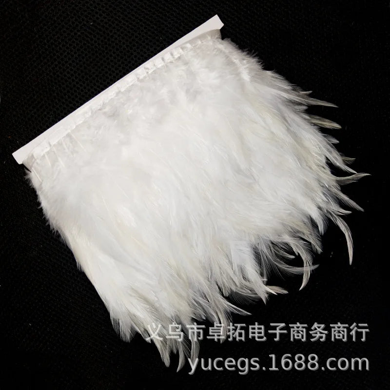 Wholesale 10 Meter 10-15CM 4-6inch Chicken Rooster Tail Feathers Trims Strip for Wedding Party Clothing Rooster Feather Trim
