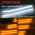 2pcs White Amber Flexible LED Strip LED DRL Daytime Running Light Waterproof Sequential Daylight  RED Brake Turn Signal lights