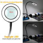 NEWACALOX PCB Fixture Clips Soldering Holder Third Hand Tool Magnetic Flexible Helping Hands with 3X LED Illuminated Magnifier