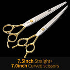 Fenice JP440C Steel Professional Pet Scissors Straight&Thinning&Curved Grooming Shears Tool Set