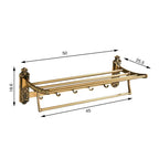 Aluminum Foldable Antique Brass Bath Towel Rack Active Bathroom Towel Holder Double Towel Shelf With Hooks Bathroom Accessories