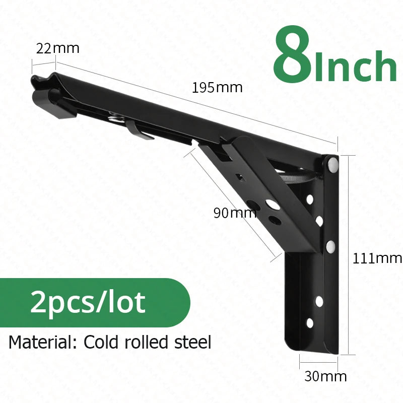 KAK 2pcs Folding Shelf Brackets Heavy Duty Stainless Steel Collapsible Shelf Bracket for Table Work Space Saving DIY Bracket