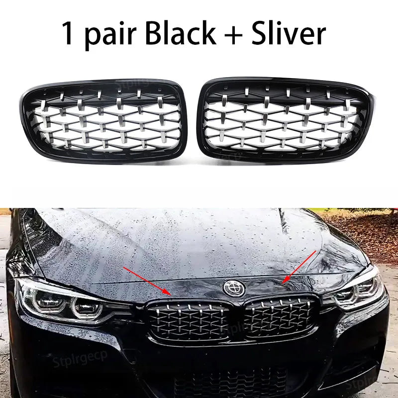 Diamond Front Bumper Kidney Grill Double Slat Racing Sport Grille for BMW 3 series F30 F31 F35 2011-19 Car Accessories