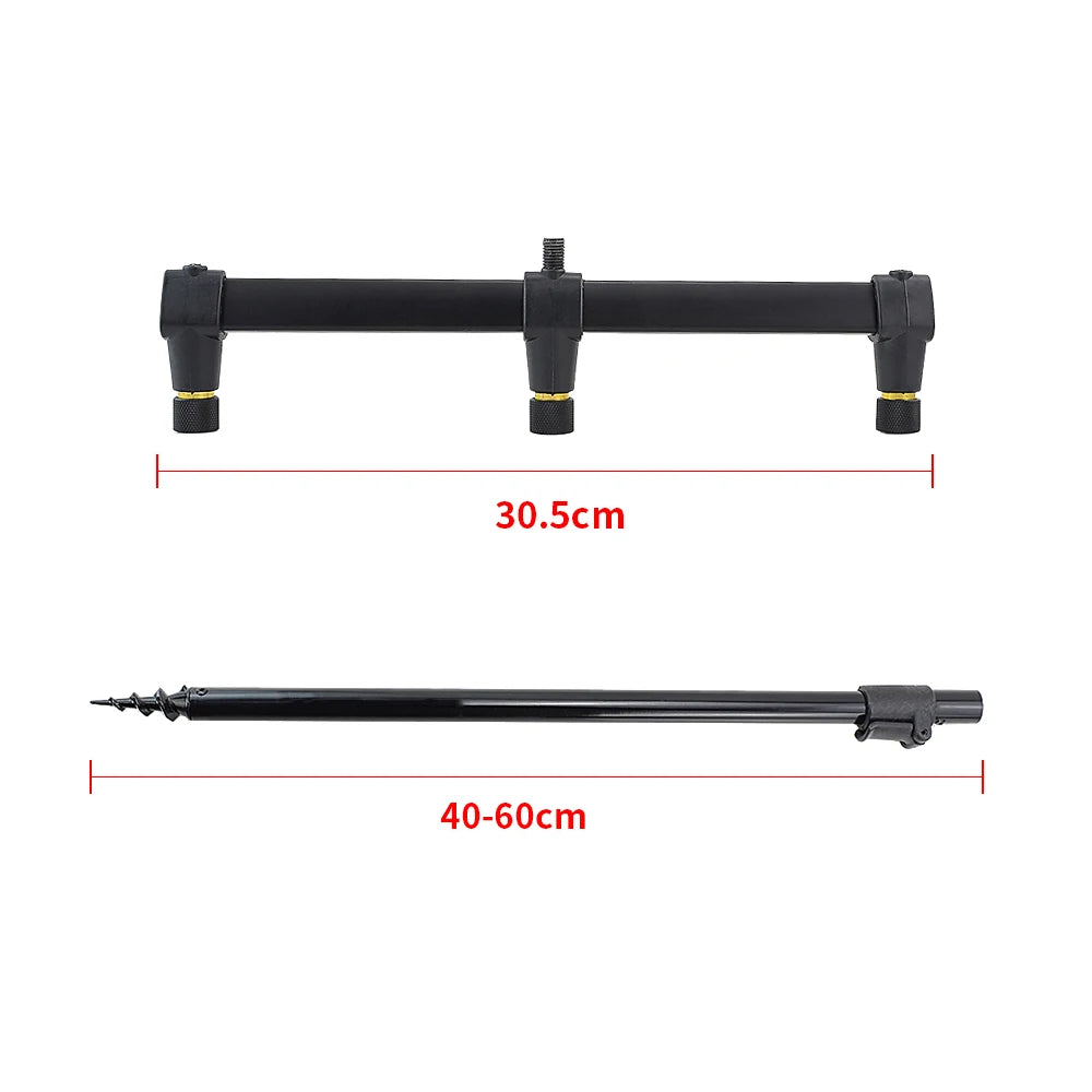 Hirisi Aluminium Carp Fishing Rod Pod Set with Bag 2pcs Bank Sticks and 2pcs Buzz Bars for 3 Rods